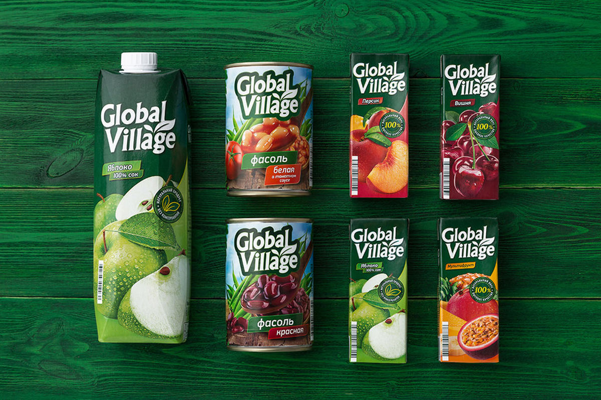 俄罗斯Global Village饮料包装设计-水果元素设计